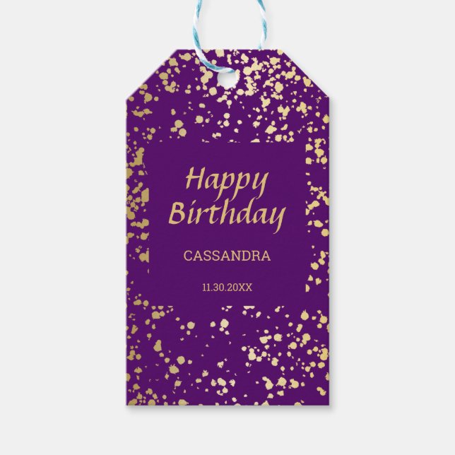 Etiqueta Para Presente Aniversário Dourado do Egito Clássico Sprinkles Ro (Frente)