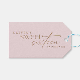 Etiqueta Para Presente Aniversário Elegante Sweet 16 Rosa Bege