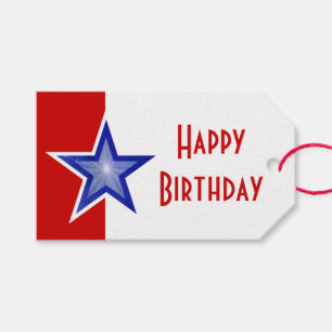 Etiqueta Para Presente Aniversário feliz do impressão Vermelho da Estre