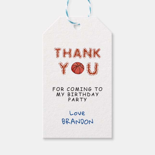 Etiqueta Para Presente Aniversário Infantil de Basquetebol (Frente)