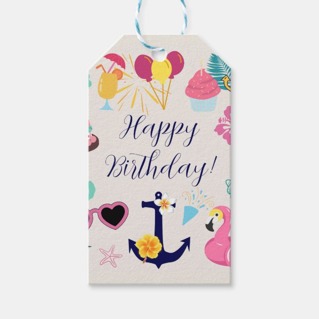 Etiqueta Para Presente Aniversário Náutico Fofo (Frente)