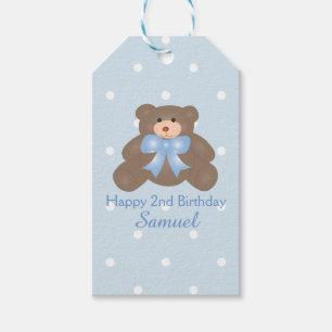 Etiqueta Para Presente Aniversário Pastel bonito do menino do urso de