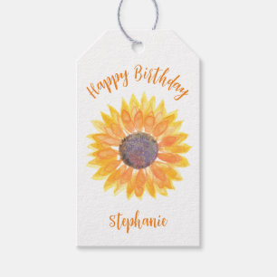 Etiqueta Para Presente Aniversário personalizado de girassol