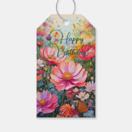 Etiqueta Para Presente Aniversário Romântico do Jardim Floral