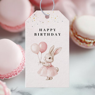 Etiqueta Para Presente Aniversário Rosa Pastel do Coelhinho