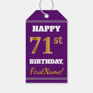 Etiqueta Para Presente Aniversário Roxo, Faux Dourado 71 ruas + Nome Per