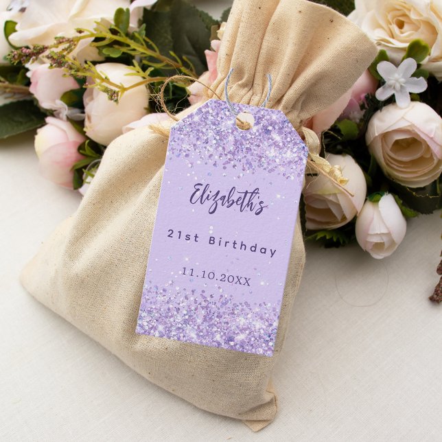 Etiqueta Para Presente Aniversário violeta confetti na moda (Criador carregado)