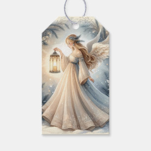 Etiqueta Para Presente Anjo Celestial de Inverno Lanterna da Paz