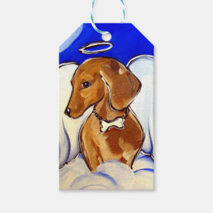 Etiqueta Para Presente Anjo Dachshund Vermelho