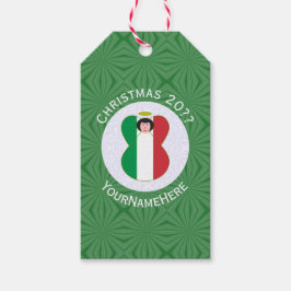 Etiqueta Para Presente Anjo de Natal da Bandeira Italiana Personalizado