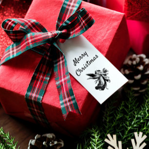 Etiqueta Para Presente Anjo de Natal Merry e Maciço Minimalista