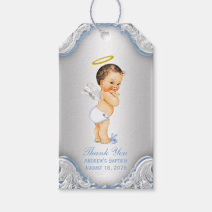 Etiqueta Para Presente Anjo do Batismo de Meninos Obrigado