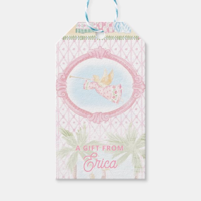 Etiqueta Para Presente Anjo do Presépio Pastel (Frente)
