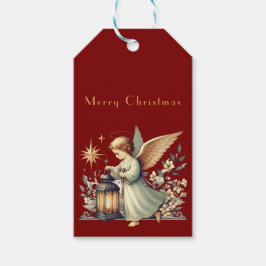 Etiqueta Para Presente Anjo e Lanterna de Natal Vintage