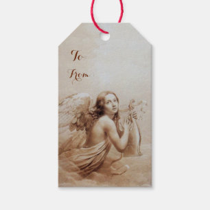 Etiqueta Para Presente ANJO que JOGA LYRA SOBRE as NUVENS Brown
