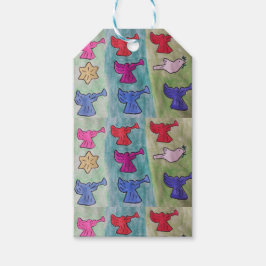 Etiqueta Para Presente Anjos de Natal com trompetes