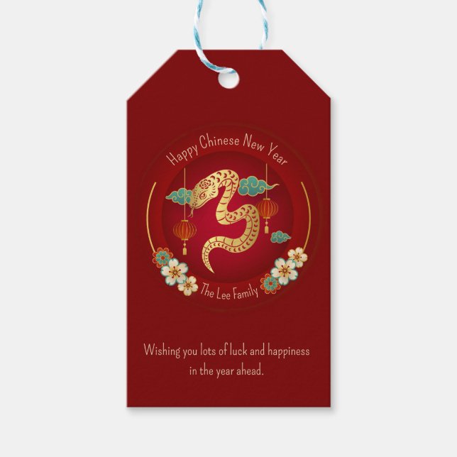 Etiqueta Para Presente Ano do Presente Cobra (Ano Novo Chinês) (Frente)