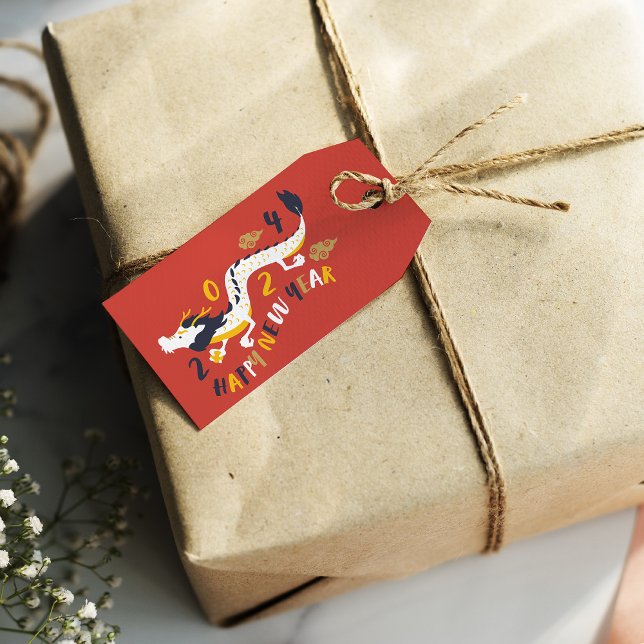 Etiqueta Para Presente Ano Novo Chinês 2024 Do Dragão (Criador carregado)