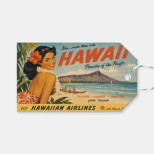 Etiqueta Para Presente Anúncio de Viagem Havaiano em Estilo Vintage