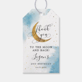 Etiqueta Para Presente Ao Favor de Aniversário da Lua e do Menino Traseir