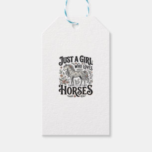 Etiqueta Para Presente Apenas uma garota que ama cavalos design floral vi