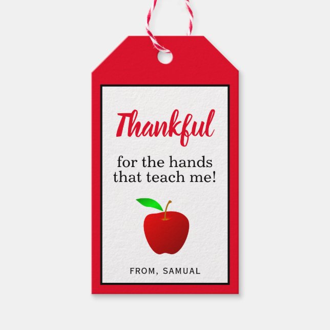 Etiqueta Para Presente Apreciação do Professor Apple Vermelha Agradecimen (Frente)