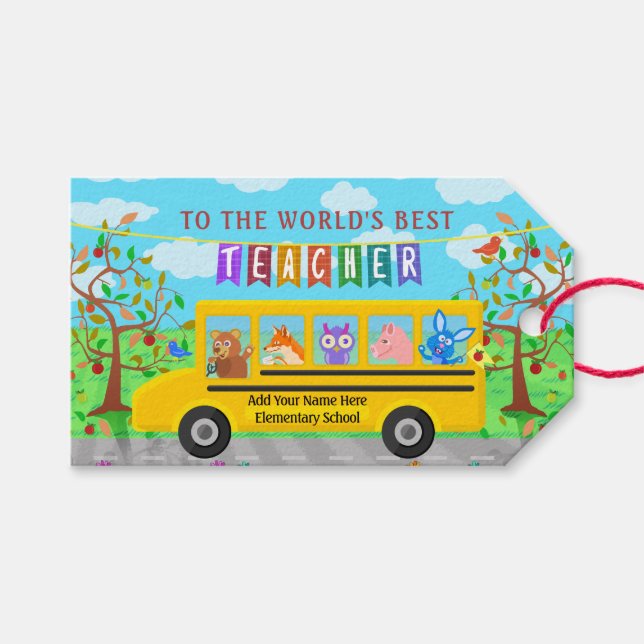 Etiqueta Para Presente Apreciação do Professor Obrigado | Animais de barr (Frente (horizontal))