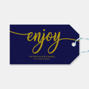 Etiqueta Para Presente Apreciar Favor de Casamento Caligrafia Azul Marinh