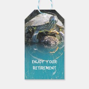 Etiqueta Para Presente Aproveite Retirement Turtle Water Refletion Animal