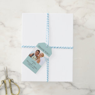 Etiqueta Para Presente Aqua Azul Branco Tropical Casamento Obrigado