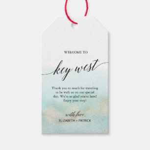 Etiqueta Para Presente Aqua Dourada Beach bem-vindo ao casamento entre Ke