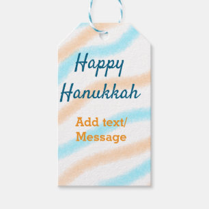 Etiqueta Para Presente Aqua laranja feliz Hanukkah adiciona mensagem de t