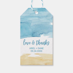 Etiqueta Para Presente Aquarela Areia e Mar "Amo e Agradeço"