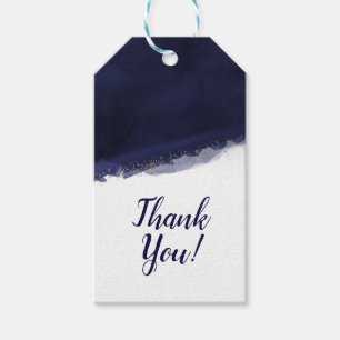 Etiqueta Para Presente Aquarela Azul Dourado Moderno Chique Favor Elegant
