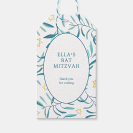 Etiqueta Para Presente Aquarela Botânica Estrela de Davi Bar Mitzvah