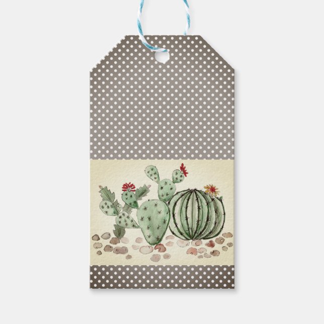 Etiqueta Para Presente aquarela, cacto (Frente)