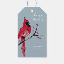 Aquarela Cardinal Feliz Aniversário