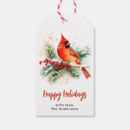 Etiqueta Para Presente Aquarela Cardinal Holly & Frutas Personalizadas