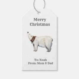 Etiqueta Para Presente Aquarela Cartaz polar de natal de inverno Tag de p