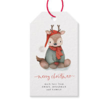 Aquarela Cute Reindeer Merry Nome de Natal