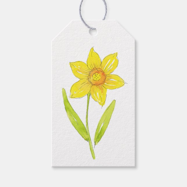 Etiqueta Para Presente Aquarela Daffodil 2 (Frente)
