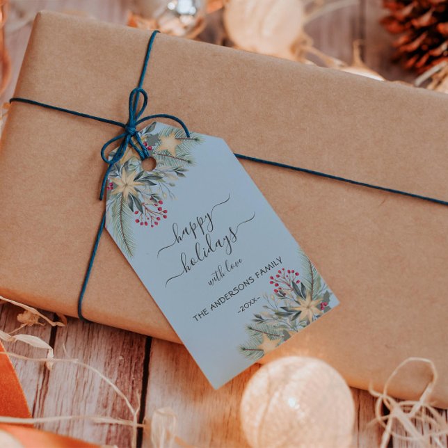 Etiqueta Para Presente Aquarela de feriados felizes personalizados (Criador carregado)