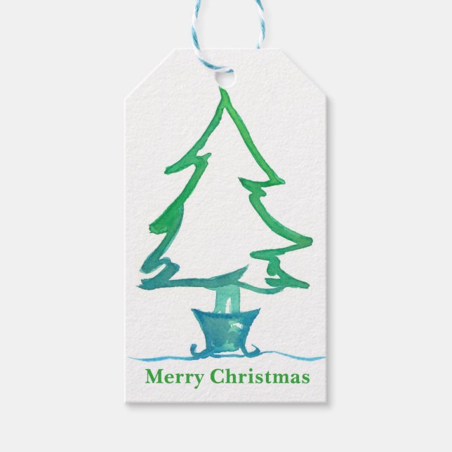 Etiqueta Para Presente Aquarela de Natal (Frente)