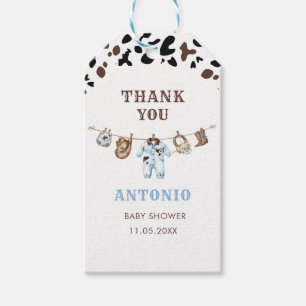 Etiqueta Para Presente Aquarela Elegante Pequeno Cowboy Rodeio País Bebê