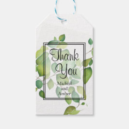Etiqueta Para Presente Aquarela eucalipto folhagem verde verdejante