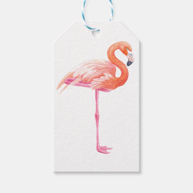 Etiqueta Para Presente Aquarela Flamingo (Frente)