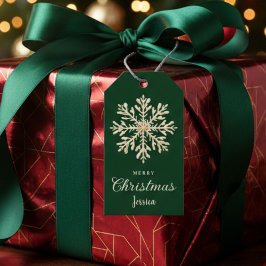 Etiqueta Para Presente Aquarela Floco de Neve Verde Natal Personalizado
