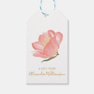 Etiqueta Para Presente Aquarela Flor de Blush Personalizada Um Presente D