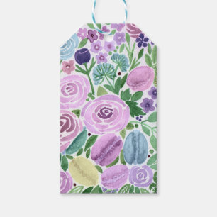 Etiqueta Para Presente Aquarela, flores e macarões