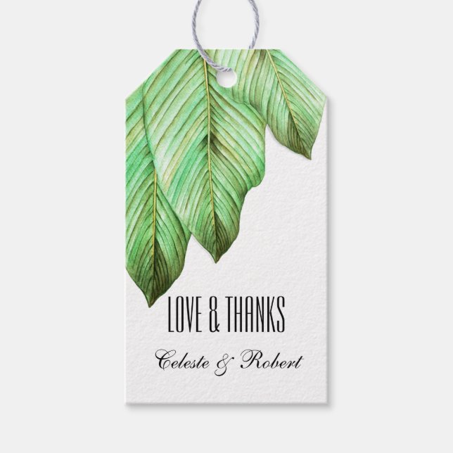 Etiqueta Para Presente Aquarela Foliage Tropical (Frente)